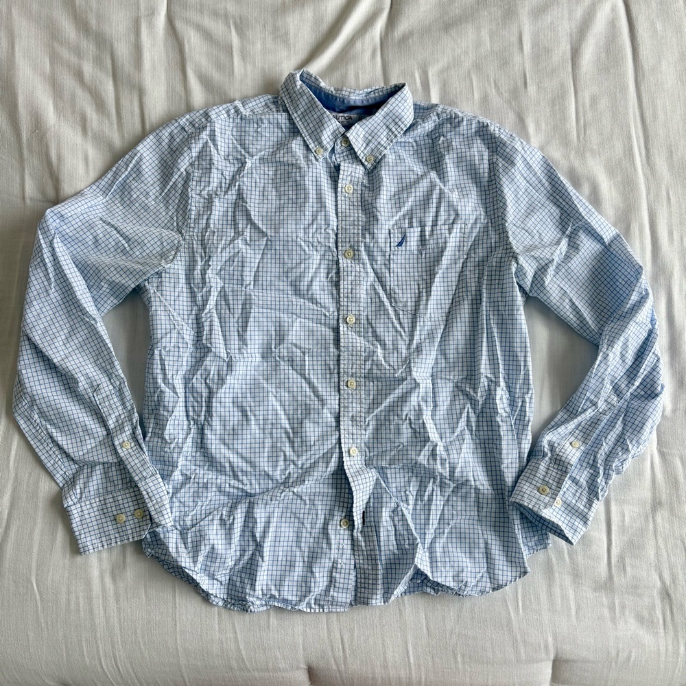 Nautica Slim Fit Collared Button Down Checkered Shirt